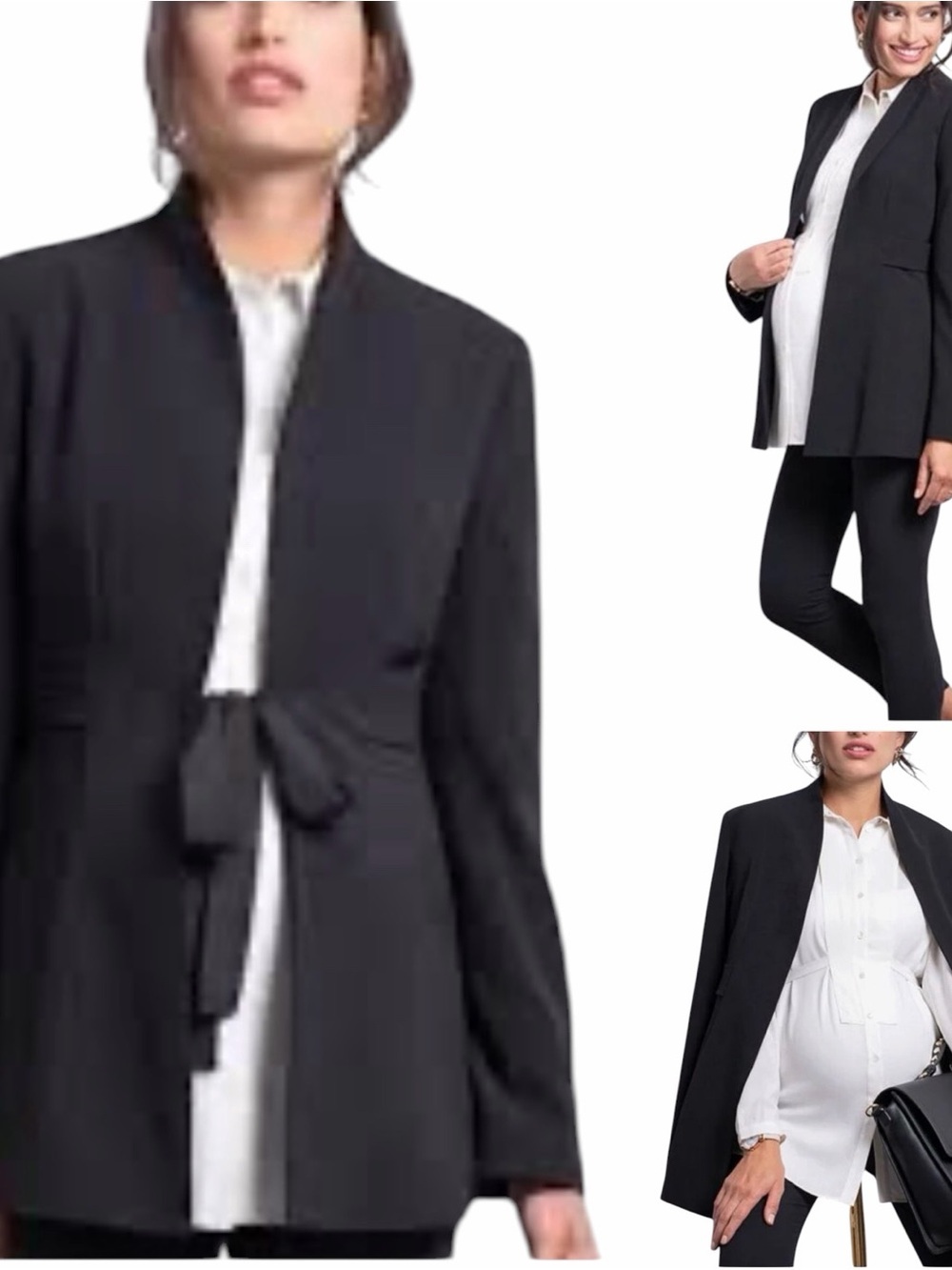 NEW Seraphine The Work Edit Maternity Blazer Sz 2 Removable Ribbon Career Black